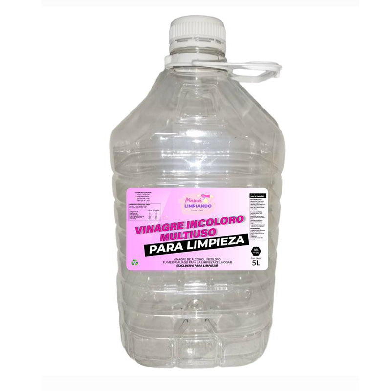 Vinagre de alcohol Incoloro 8% acidez para limpieza 5Lts - Mamá Limpiando