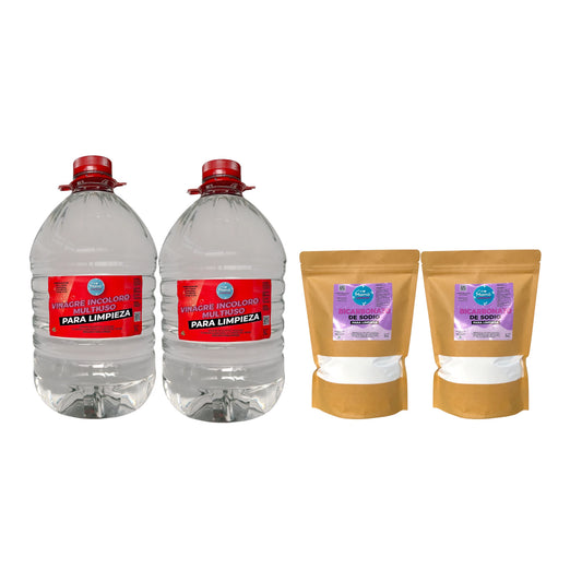 Pack 2 Vinagres Incoloro para Limpieza 5 Lts de 4% + 2 BOLSAS  Bicarbonatos de Sodio para Limpieza 1 Kilo