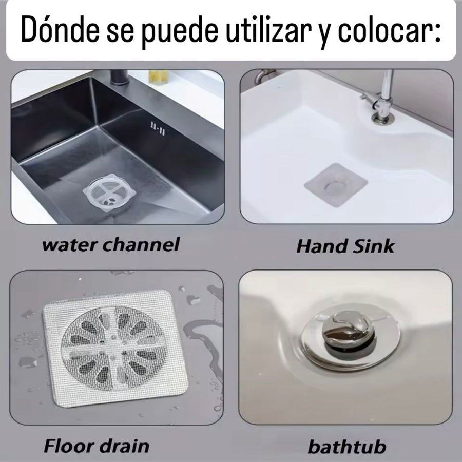 Tapón de pelos y residuos desechable para baño y cocina (1 unidad)