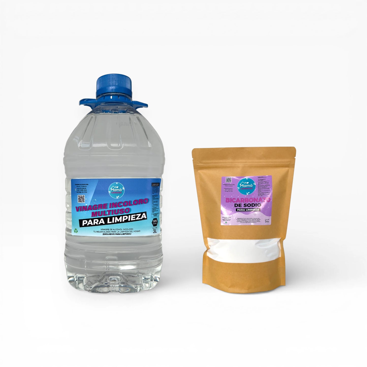 Pack vinagre 10% incoloro 3 litros + 1 kilo de Bicarbonato