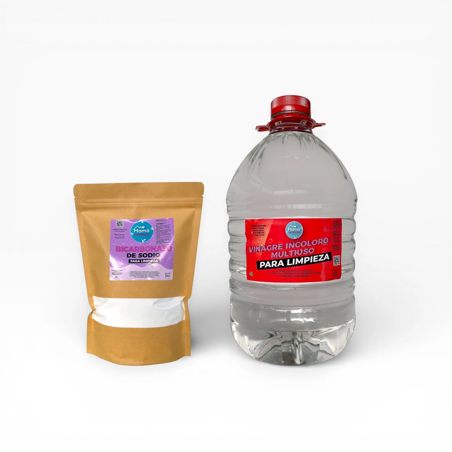Pack de Vinagre Incoloro para Limpieza 5Lts +   BOLSA Bicarbonato de Sodio para Limpieza 1Kilo