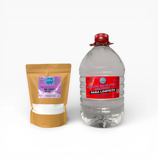 Pack de Vinagre Incoloro para Limpieza 5Lts +   BOLSA Bicarbonato de Sodio para Limpieza 1Kilo