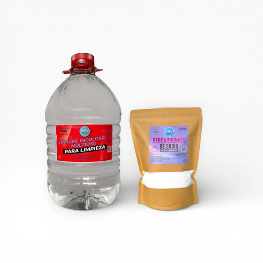 Pack de Vinagre Incoloro para Limpieza 5Lts + BOLSA Percarbonato de Sodio para Limpieza 1 Kilo