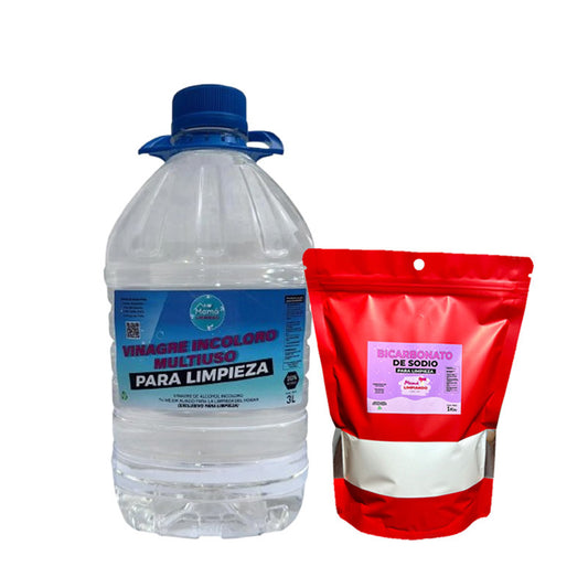 Pack vinagre 10% incoloro 3 litros + 1 kilo de Bicarbonato