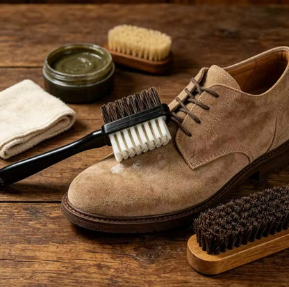 Cepillo 2 en 1 para gamuza y zapatos con borrador color surtido
