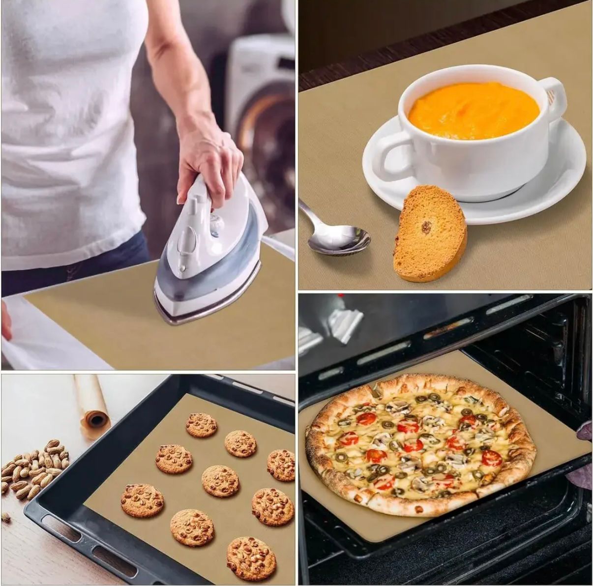 Lámina reutilizable antiadherente para horno, planchado y más