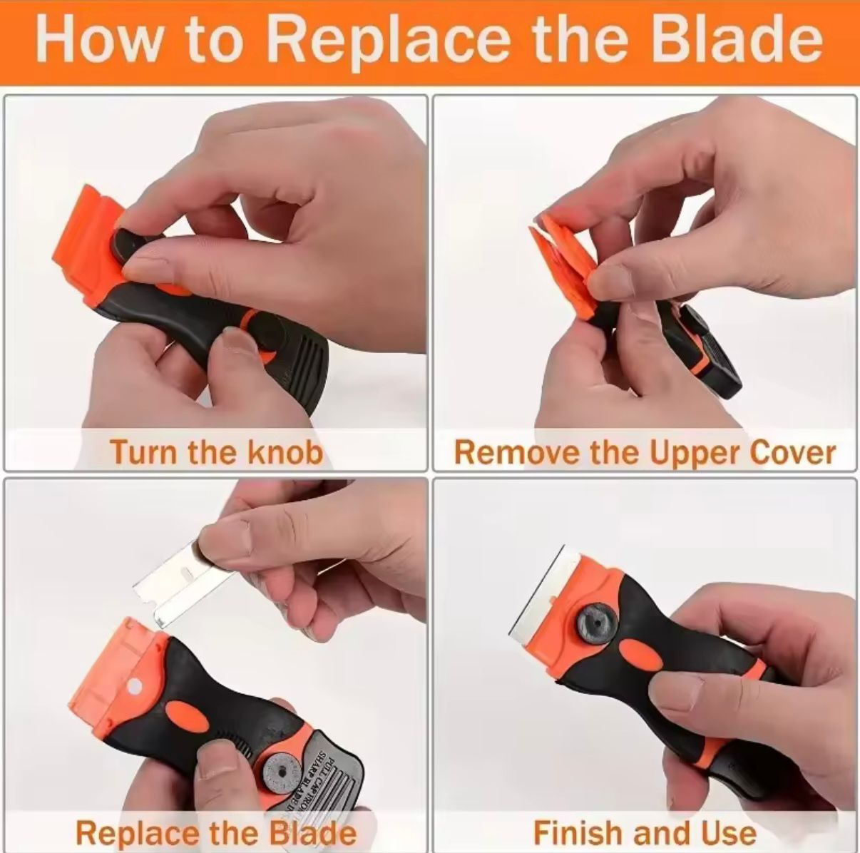 Raspador doble hoja plástico y metal para vidrio, pintura, grasa, pegamento con 10 repuestos (5 de c/u)