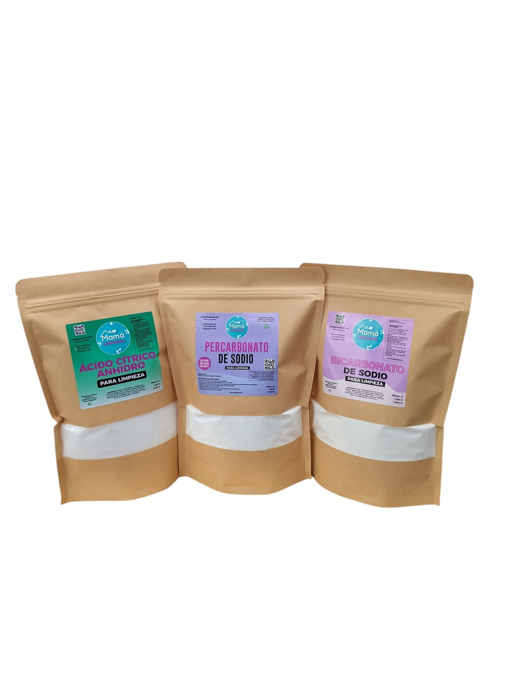 Kit Recarga — Percarbonato + Bicarbonato + Ácido Cítrico, 1 kg c/u en bolsa